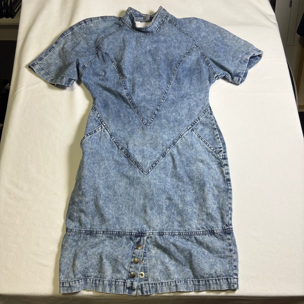 Hot & The Gang, Denim Dress, Acid Wash Blue, Size 5